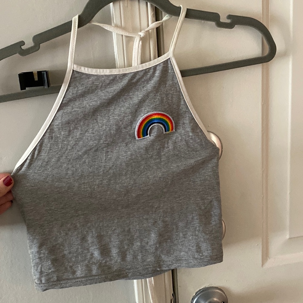SweatyRocks rainbow gray halter top